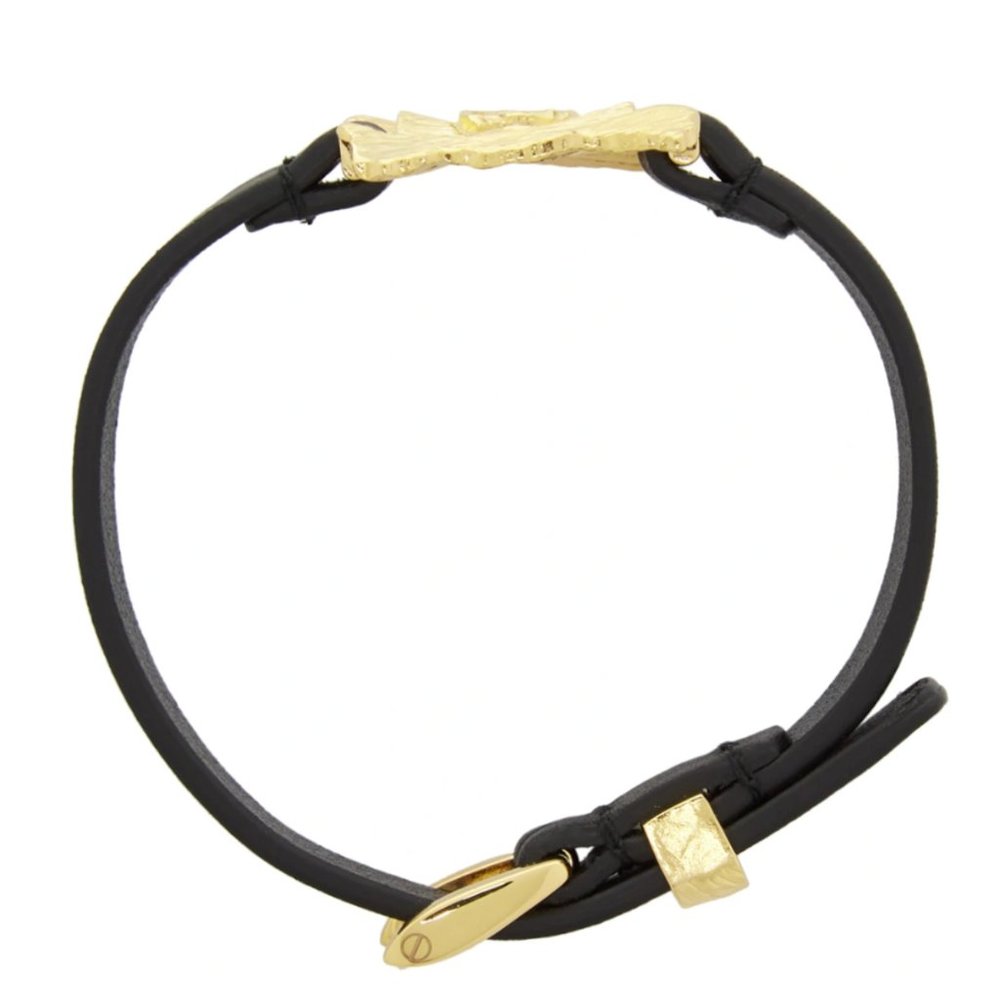 Gucci GG Textured Metal & Leather Bracelet Black NEW IN BOX - Picture 6 of 8